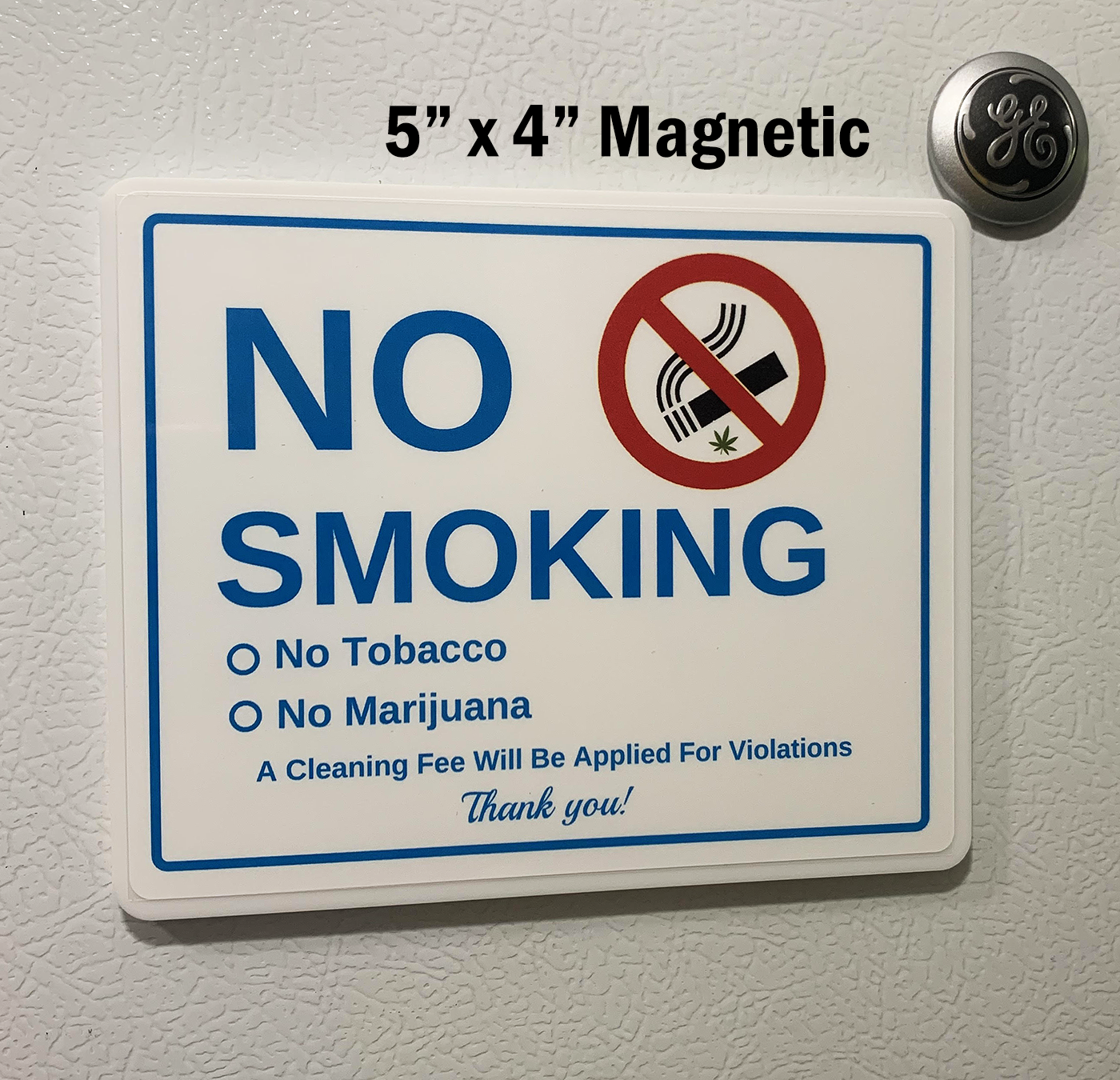 Hotel/Motel 'No Smoking' Plastic Stand-Up Room Signs - 4" X 5" Floor Signs, 6 Per Pack (White With Red/Black Print)
