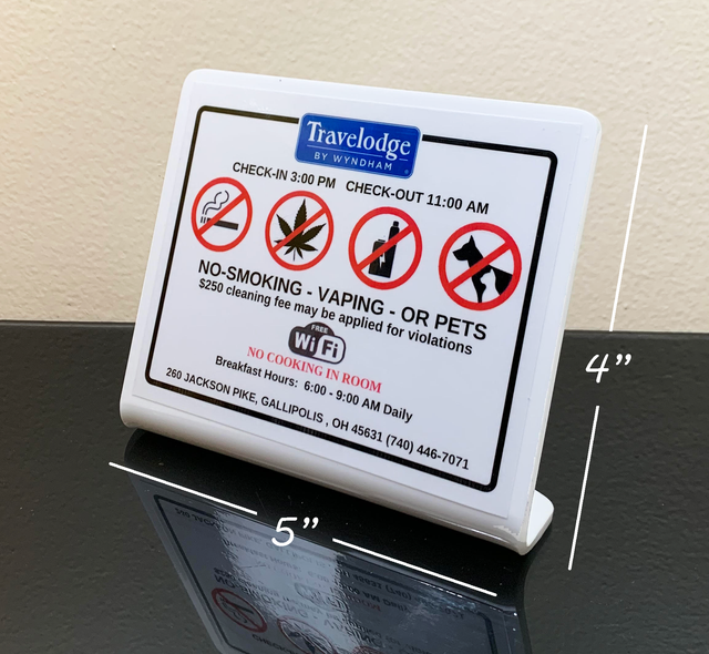 Hotel Motel No Smoking With Logo Room Signs | Room Signs