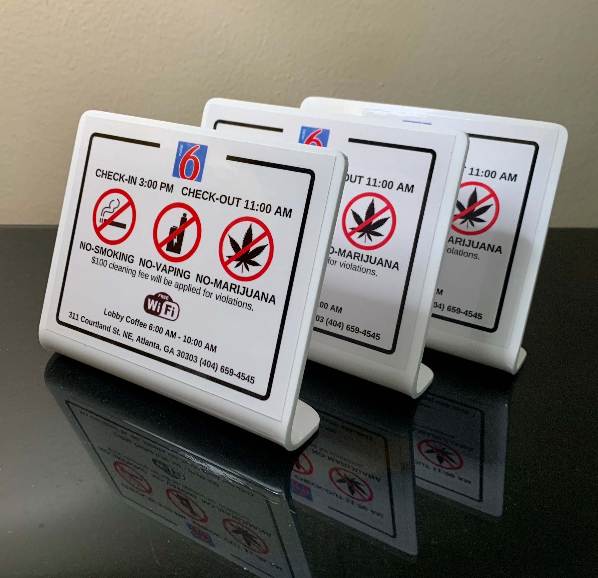Hotel Room Signs No Smoking, No Vaping No Pets | Room Signs
