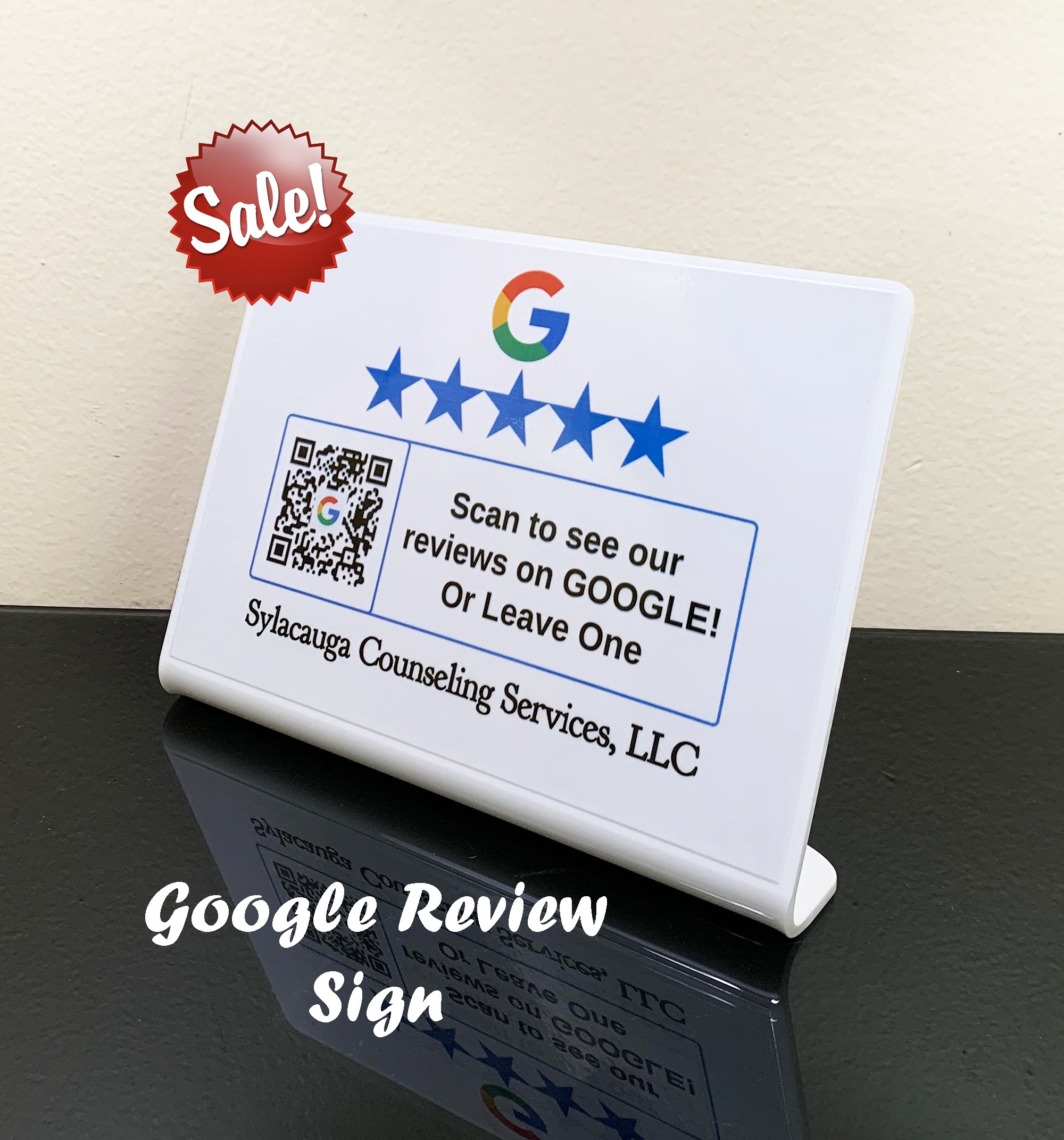 Review us on Google hotel door hanger with Google review QR code