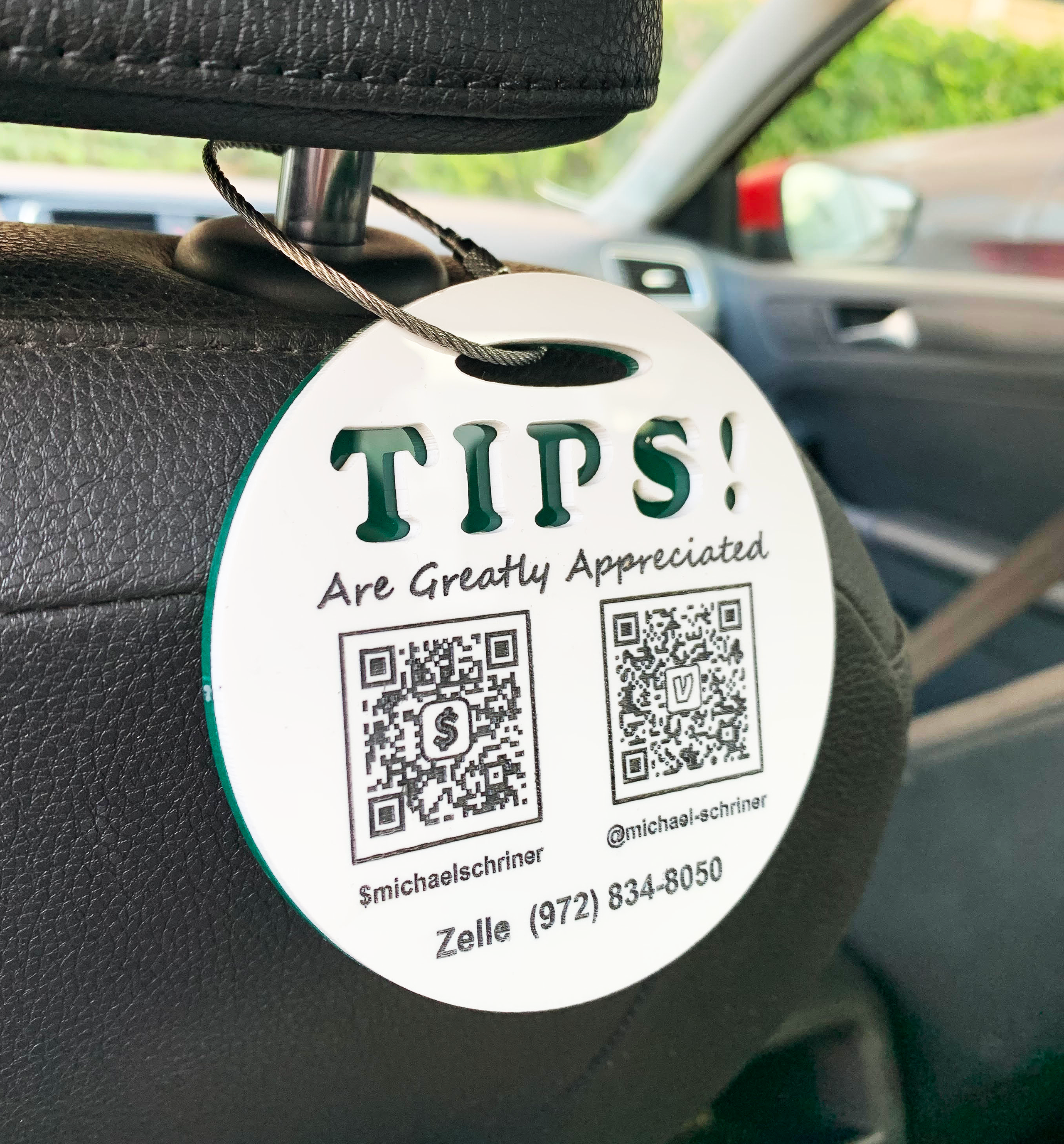 Venmo, Cash App Tip Tag For Uber, Lyft, Taxi And Rideshare Drivers 