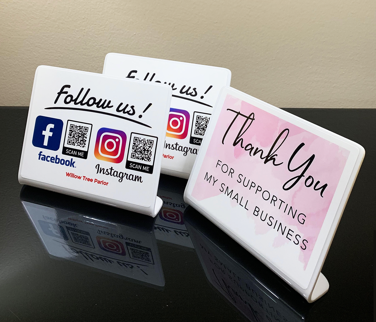 Follow us on Facebook business card